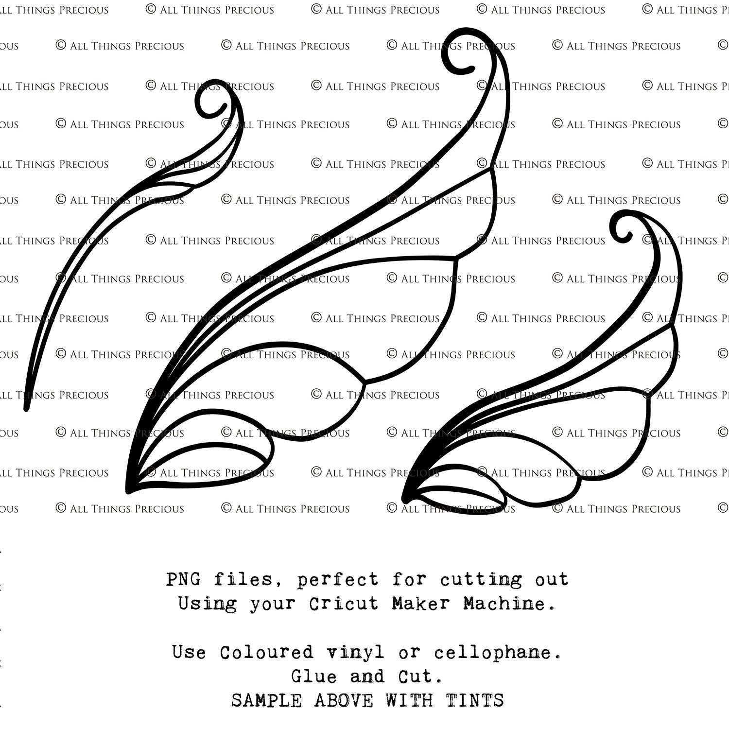 SVG & PNG Fairy Wing files for Cricut or Silhouette Cameo Cutting Machine. To create wearable fairy wings, in adult or children sizes.  Use this clipart design for Halloween Costumes, Fantasy or Cosplay or photography. These are Individual Wing Pieces, for you to cut and assemble. This is a digital product.